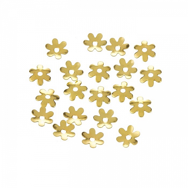 6mm Gold Plated Flower Bead End Caps - 6 Petals Pack of 20