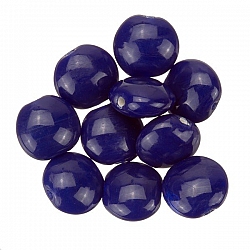 Shiny Opaque Indigo Smartie Disc Shape Glass Beads 12mm