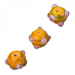 Sputnik Lampwork Orange And Pink Round Glass Beads 16mm