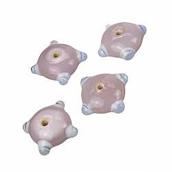 Sputnik Lampwork Pink/Lt Blue Disc Glass Beads 21mm PK4
