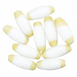 White Oval Tube Cream Stripe Lampwork Glass Beads 20mm