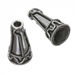 Antique Silver Wave Rope Bali Cone Bead End Caps 25mm