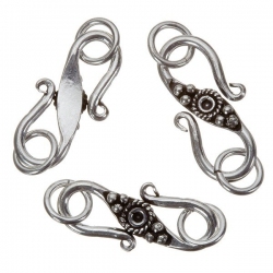 Antique Silver Fancy S Clasp With Jump Rings 24mm PK3