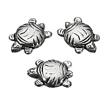 Antique Silver Plate Double Sided Turtle Beads 20mm PK3