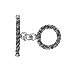 Antique Silver Mesh Design Toggle Bar Clasp 26mm (PK1)