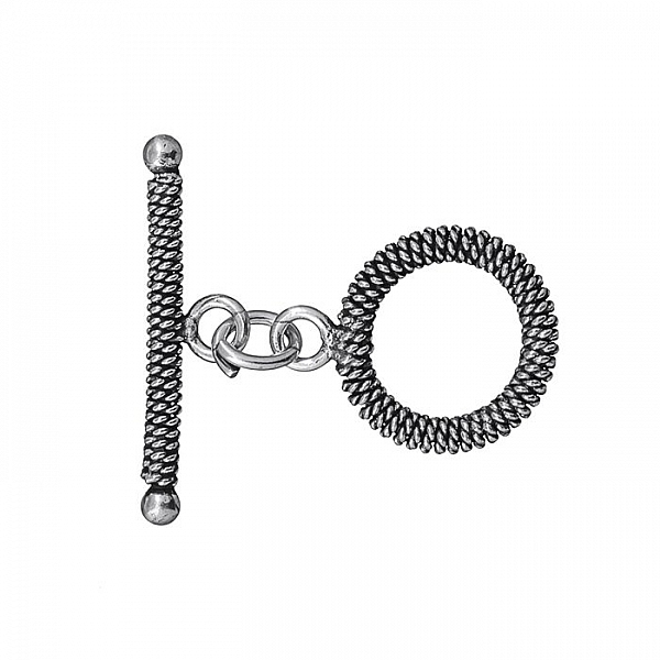 Antique Silver Mesh Design Toggle Bar Clasp 26mm (PK1)