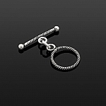 Antique Silver Twisted Thin Rope Toggle Clasp 25mm PK1