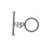 Antique Silver Twisted Thin Rope Toggle Clasp 25mm PK1