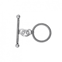 Antique Silver Twisted Thin Rope Toggle Clasp 25mm PK1