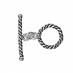 Twisted Rope Metallic Silver Antique Toggle Clasp 30mm