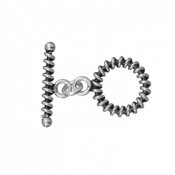 Antique Silver Coiled Design Toggle Bar Clasp 23mm PK1