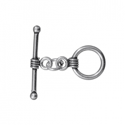 Smooth Silver Metallic Coil Toggle Bar Clasp 26mm (PK1)