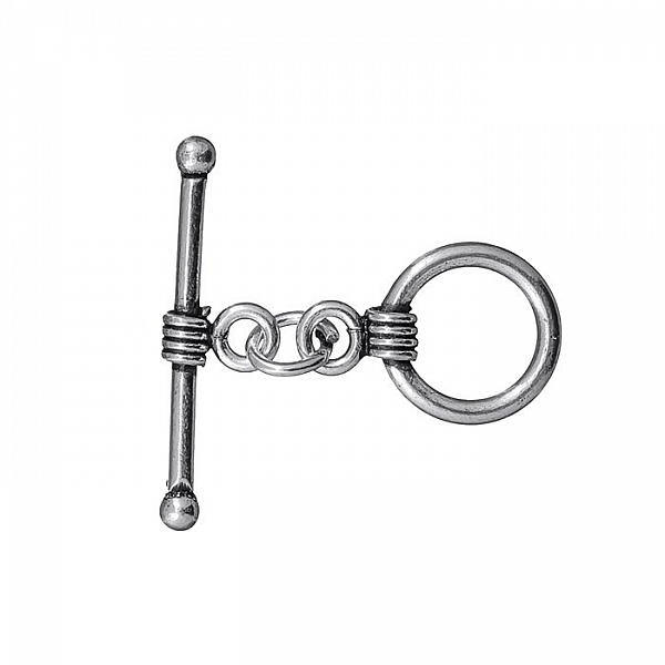 Smooth Silver Metallic Coil Toggle Bar Clasp 26mm (PK1)