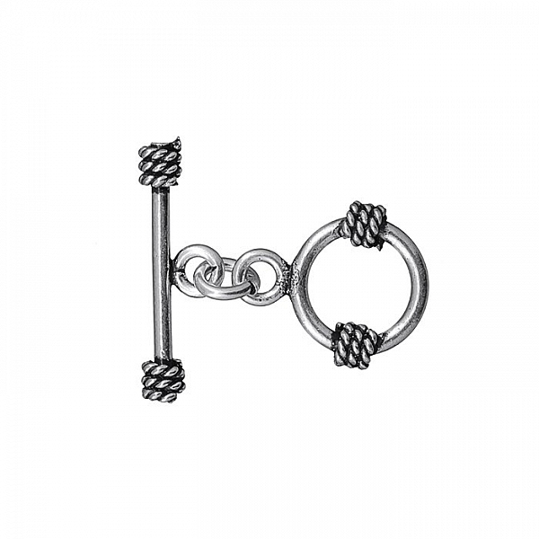 Small Smooth Metallic Rope Design Toggle Bar Clasp 20mm