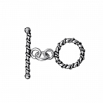 Antique Silver Tibetan Metallic Toggle Bar Clasp - 22mm