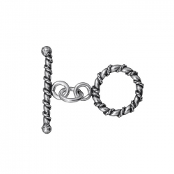 Antique Silver Tibetan Metallic Toggle Bar Clasp - 22mm