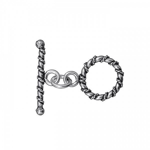 Antique Silver Tibetan Metallic Toggle Bar Clasp - 22mm