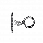 Antique Silver Plated Flat Coil Rope Toggle Clasp 23mm