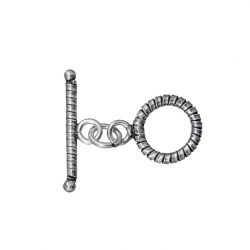 Antique Silver Plated Flat Coil Rope Toggle Clasp 23mm