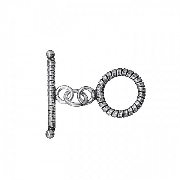 Antique Silver Plated Flat Coil Rope Toggle Clasp 23mm