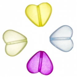 Acrylic Puffed Heart Shape Beads 12mm Mixed Coloured PK4