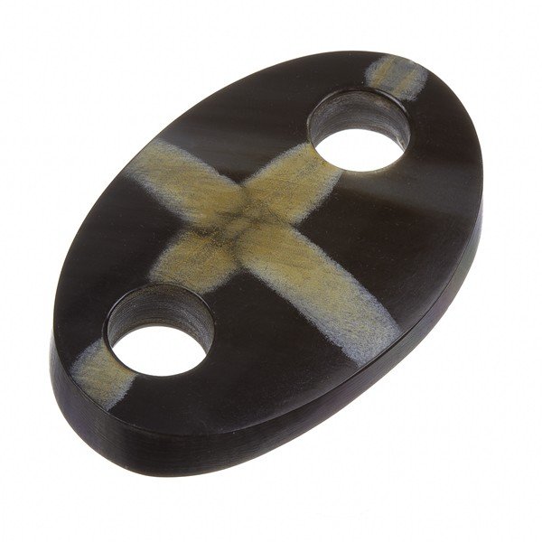 Black Horn Oval Pendant - Cream Cross Design 50mm PK1