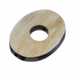 Natural Horn Oval Pendant With Large 12mm Hole 42mm PK1
