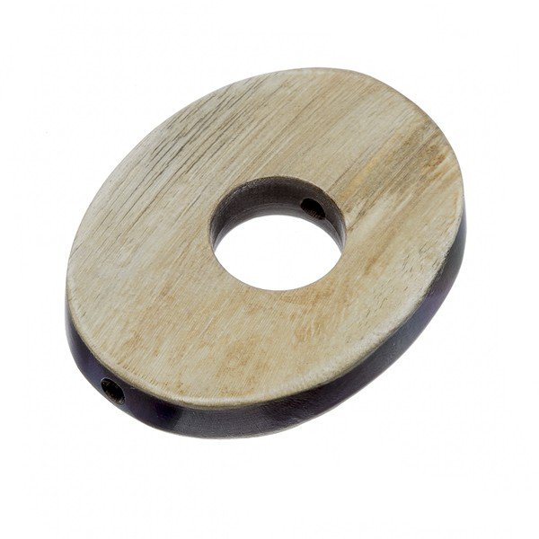 Natural Horn Oval Pendant With Large 12mm Hole 42mm PK1