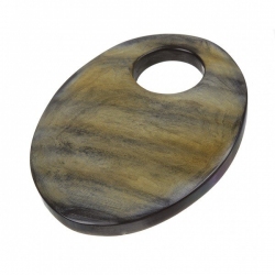 Brown Natural Oval Horn Pendant With Large Hole (54mm)