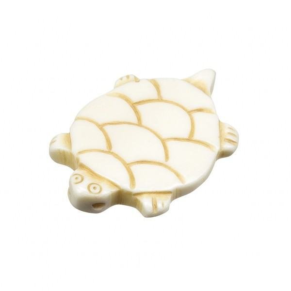 Carved Tortoise Natural Bone Charm Pendant (42mm) - PK1
