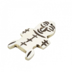 Carved Tribal Man Natural Bone Bead Pendant 40mm PK1
