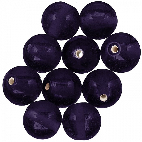 Handmade Transparent Dark Violet Round Glass Beads 14mm