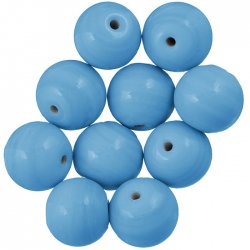 Shiny Opaque Light Blue Round Glass Beads 14mm (PK10)