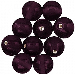 Trans. Handmade Dark Purple Round Glass Beads 14mm PK10
