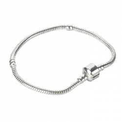 Silver Snake Chain Bracelet With Snap Clasp 19cm PK1