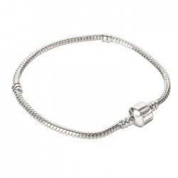 Silver Snake Chain Bracelet With Snap Clasp 20cm PK1