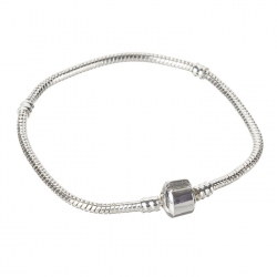 Silver Snake Chain Bracelet With Snap Clasp 21cm PK1