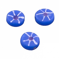 Handmade Matte Blue Flower Disc Glass Beads 18x7mm PK3