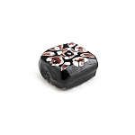 Silver Brown Hand Painted Black Square Glass Bead 10x10x5mm PK5