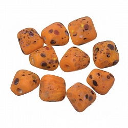 Multi Colored Speckled Twisted Orange Square Glass Bead 10mm PK10