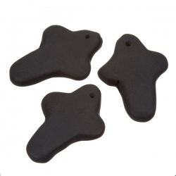 Black Glass Cross Shaped Bead Charm Pendants 28x19mm PK3