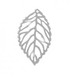 925 Sterling Silver Filigree Leaf Pendant 26x15mm PK1