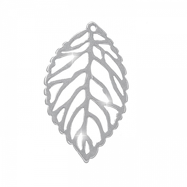 925 Sterling Silver Filigree Leaf Pendant 26x15mm PK1