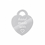 Sterling Silver 925 Etched Message Heart Charm 16.5mm