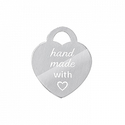 Sterling Silver 925 Etched Message Heart Charm 16.5mm