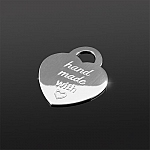 Sterling Silver 925 Etched Message Heart Charm 16.5mm