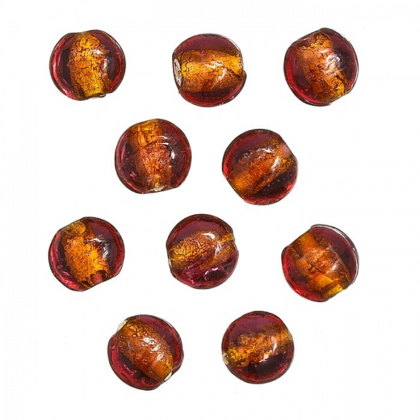 Silver Lined Trans. Pink/Orange Glass Beads 10mm PK10