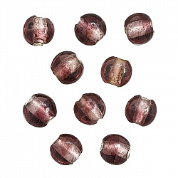 Two Tone Silver Lined Purple Disc Glass Beads 10mm PK10