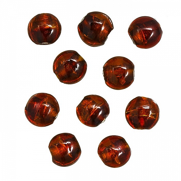 Silver Lined Transparent Red Disc Glass Beads 10mm PK10