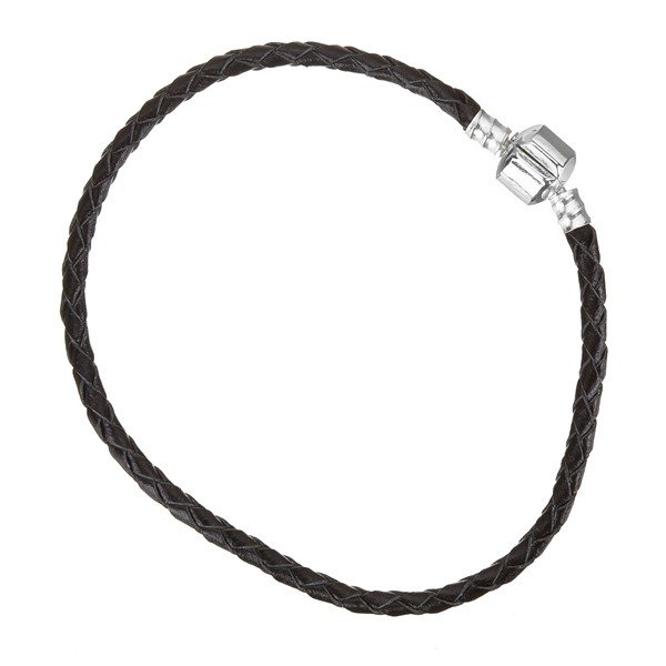 Black Braided Leather Bracelet With Snap Clasp 22cm Black Braided Leather Bracelet With Snap Clasp 22cm